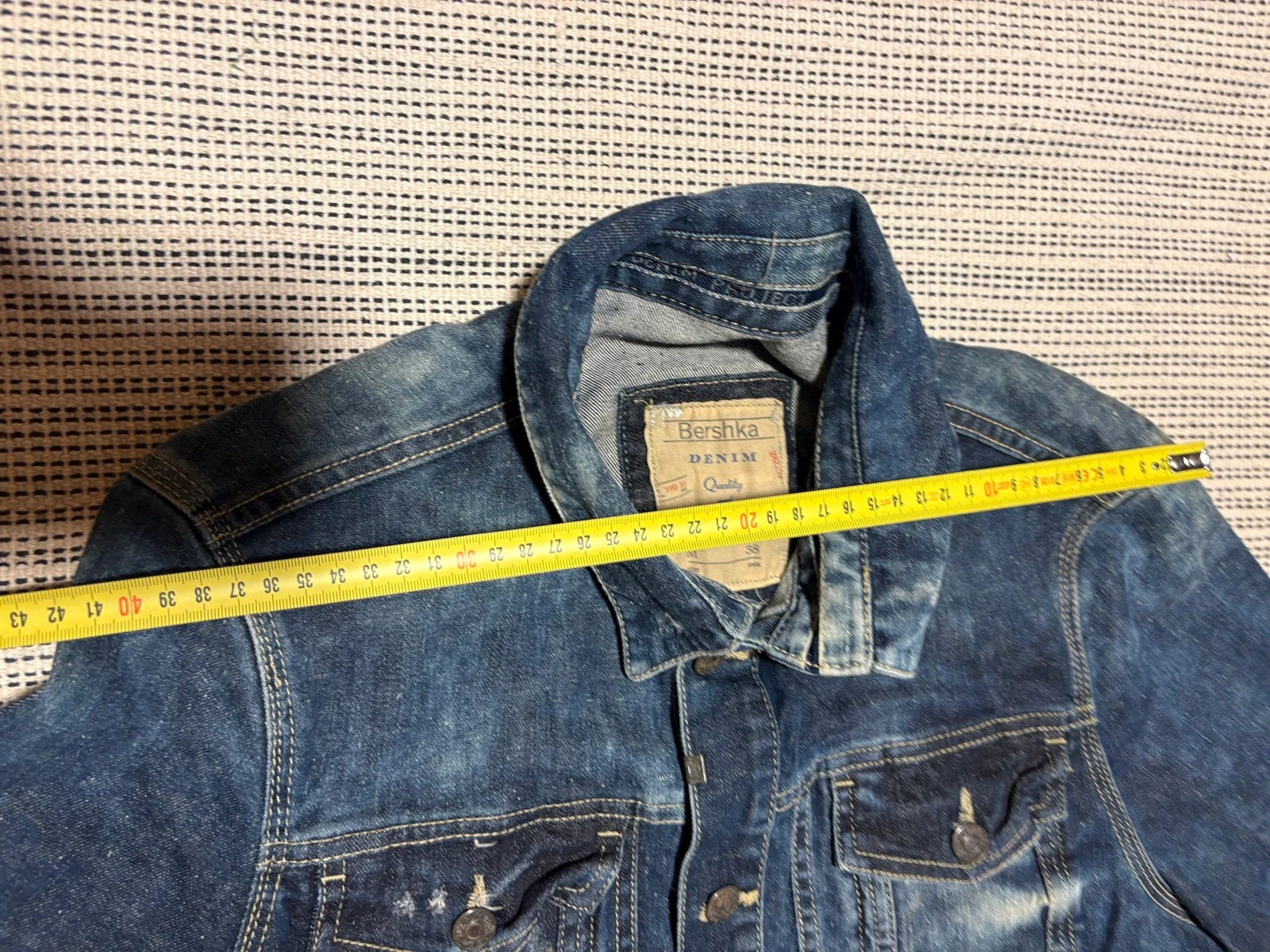veste en jean bershka M 38 denim vestebazante veste vintage déchirée spijkerjas vestspijker – photo 5